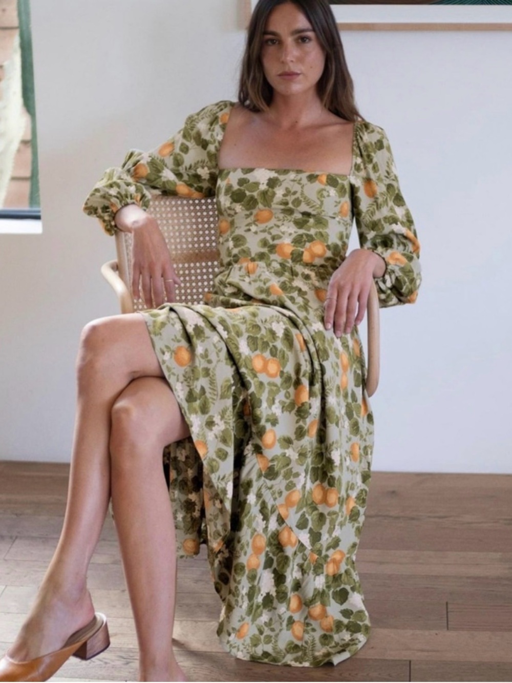 Reformation mica green lemon dress sz 10 used